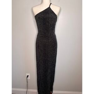 2000s Y2K Bari-Jay Black Whimsigoth Fairy Sparkle Glam Formal Hoco Prom Dress M
